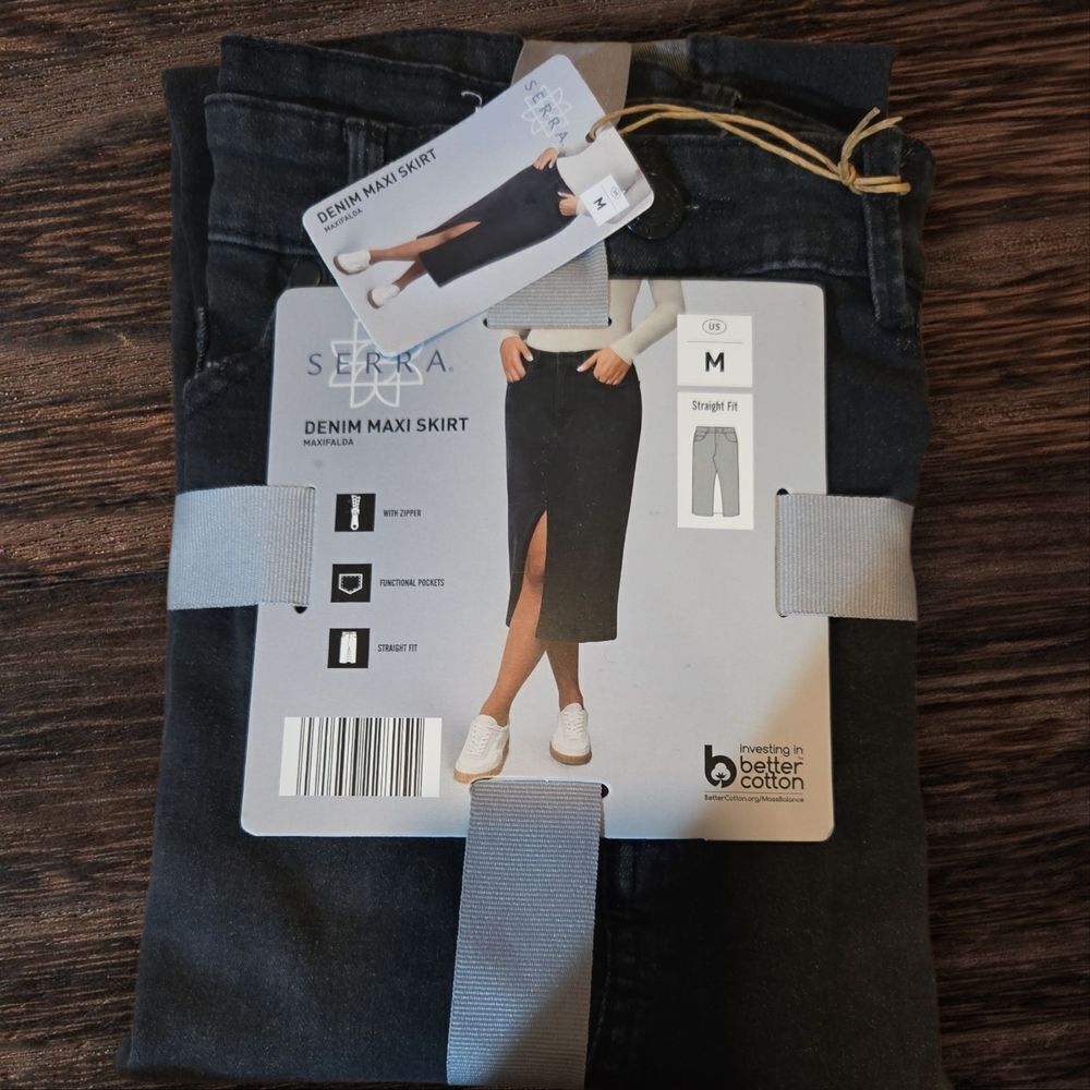 Serra Dark Gray Denim Maxi Skirt